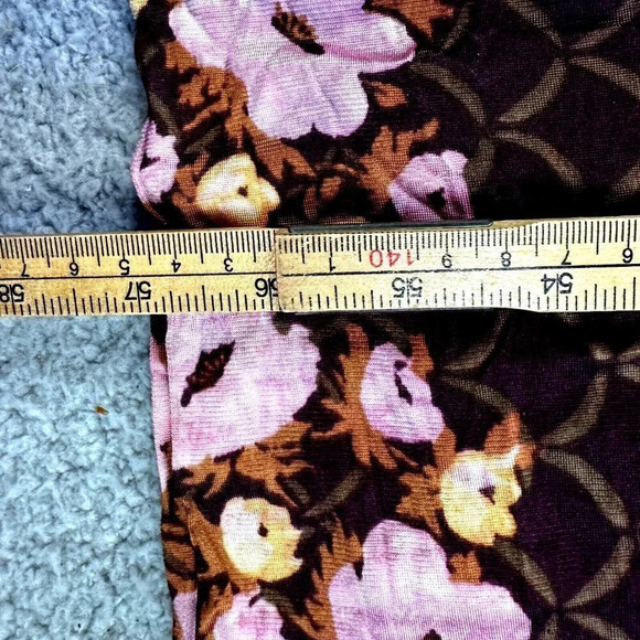 Vintage 70s Dress Size Small Floral Smocked Maxi Burgundy Boho Hippie - Picture 9 of 16